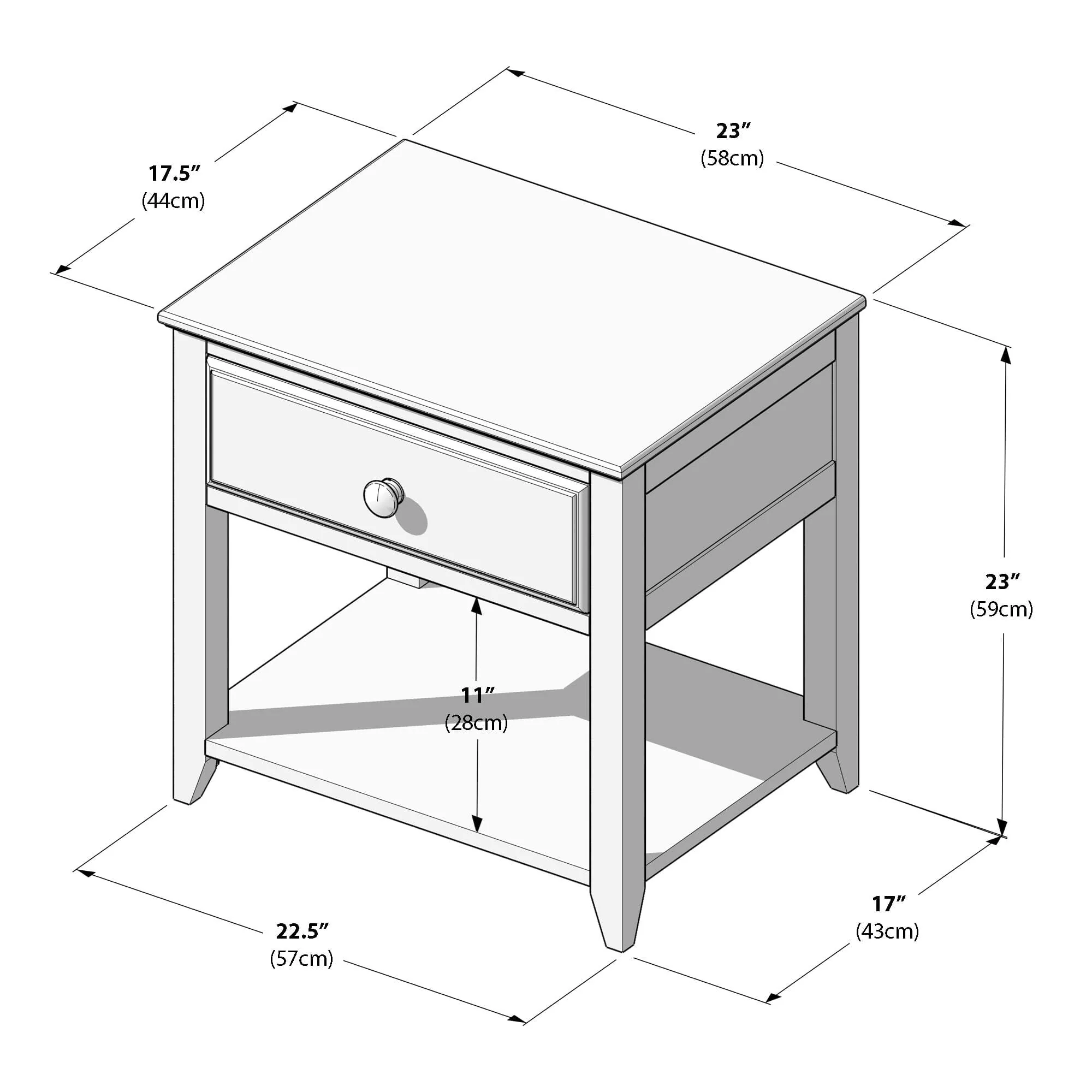 Nightstand with Drawer and Shelf - Image 35