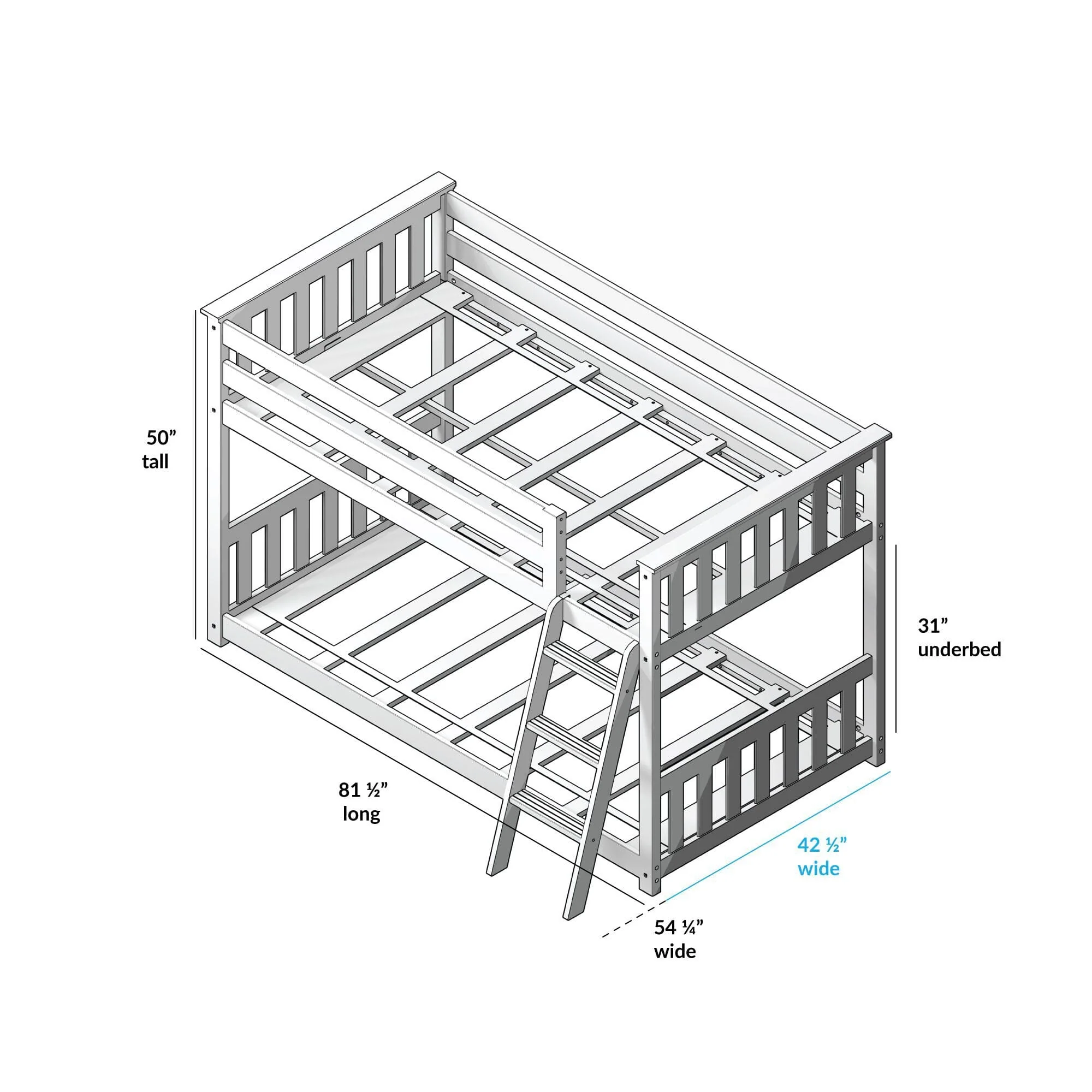 Twin Over Twin Low Bunk Bed With Curtain - Image 106