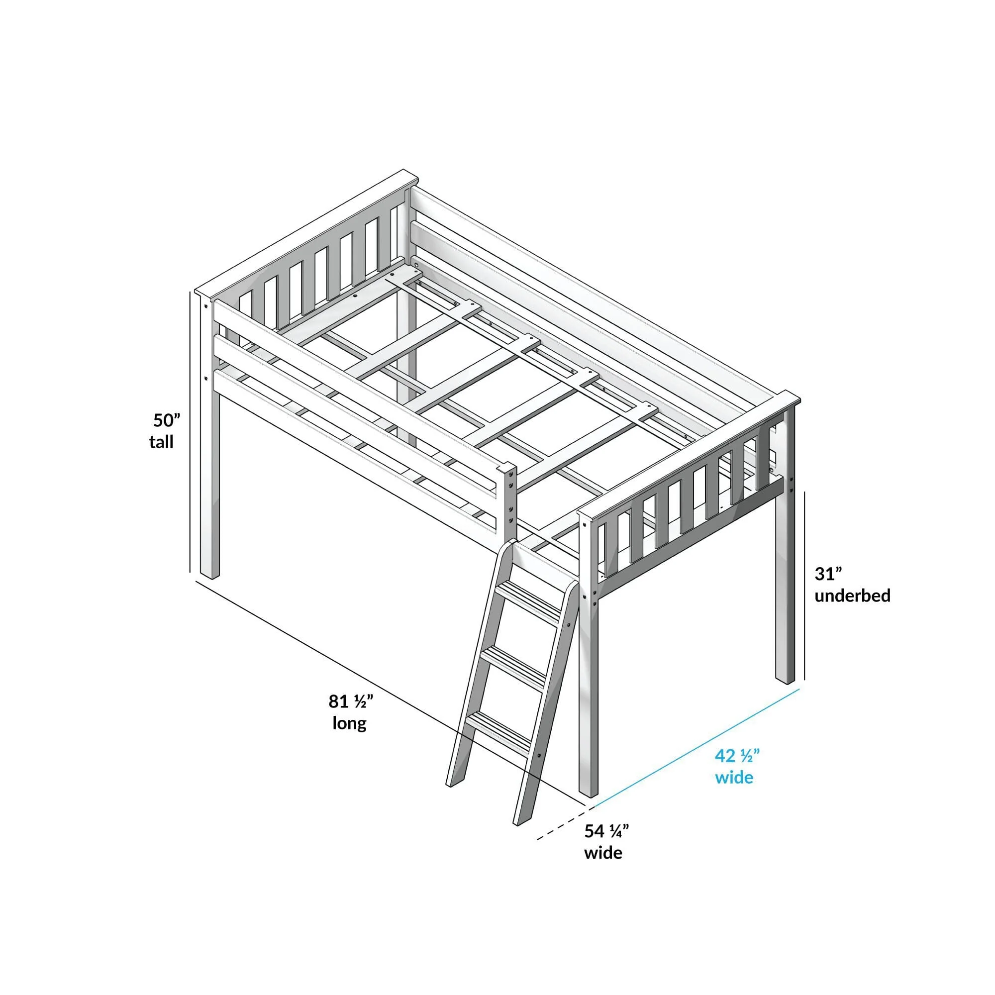 Twin Low Loft Bed With Curtain - Image 47